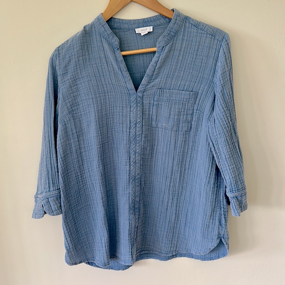 J Jill blue cotton small petite top